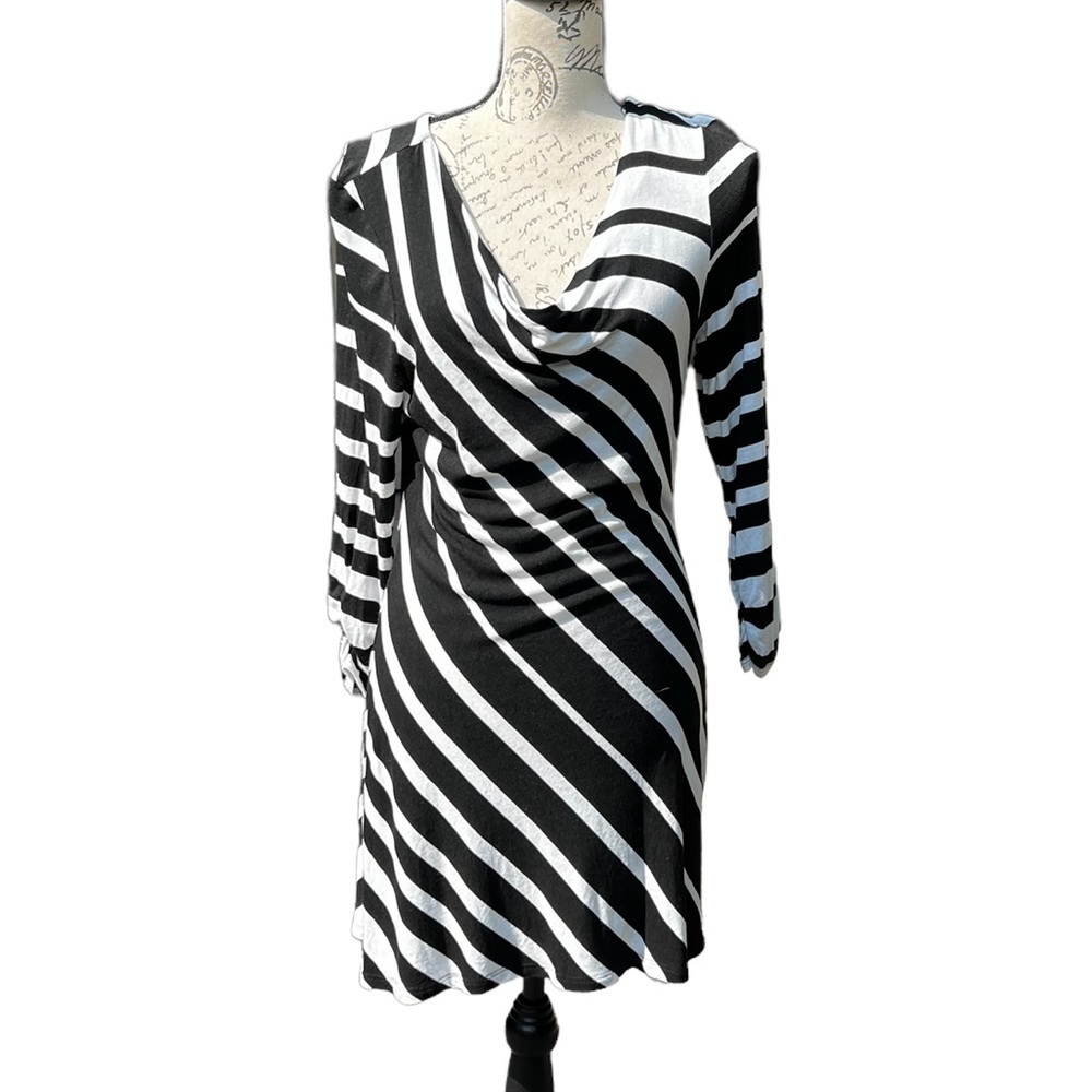 WHBM black and white striped dress size M